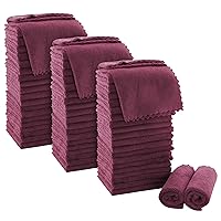 MOONQUEEN Ultra Soft Premium Washcloths Set - 12 x 12 inches - 72 Pack - Quick Drying - Highly Absorbent Coral Velvet Bathroom Wash Clothes (Burgundy)