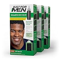 Just For Men Shampoo-In Color (Formerly Original Formula), Mens Hair Color with Keratin and Vitamin E for Stronger Hair - Jet Black , H-60, Pack of 3