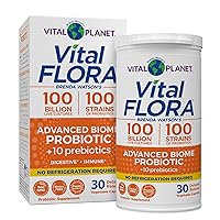 Vital Flora Advanced Probiotic 100 Billion CFU, 100 Diverse Strains, 10 Organic Prebiotics, Immune Support, Digestive Health Shelf Stable Probiotics for Women and Men 30 Capsules