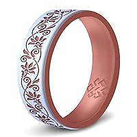Knot Theory Silicone Ring in Filigree, Floral, Hearts, or Laurel - Engraved Dual Layer Silicone Wedding Band, for Sports Activities, Breathable Comfort Fit