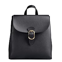 Simple Vegan Leather Flap 3 Way Convertible Backpack For Women Classic Vintage Faux Leather Fashion Daypack (Black)