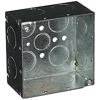 RACO 8231 Welded 2-1/8-Inch Deep Square Electrical Box with (8) 3/4-Inch Side Knockouts, 4-Inch