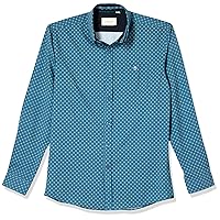 Isaac Mizrahi Boys' 4 Way Stretch Circle Pattern Button Down Shirt
