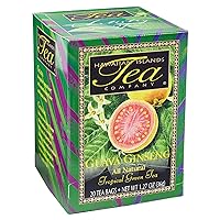 Hawaiian Islands Tea Company Guava Ginseng Green Tea, All Natural - 20 Teabags (1 Box)