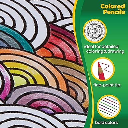 Crayola Colored Pencils, Assorted Colors, Pre-sharpened, Adult Coloring, 12 Count, Gift