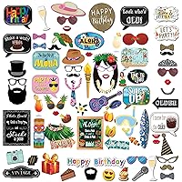 Hawaiian Luau Birthday Photo Booth Props Mega Pack with 82 Pieces