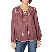 Vintage America Blues Women's Luella Woven Blouse with Lace Up Detailing