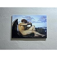 kayra export Classic Poster, Reproduction Printed Canvas, Famous Printed, Fallen Angel Printed Canvas, Alexandre Cabanel Wall Decor, Fallen Man Poster, Canvas Wall Decor - Gold Framed