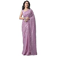 Elina fashion Sarees For Women Indian Bollywood Faux Georgette Sari || Sequence Embroidered Saree & Unstitched Blouse