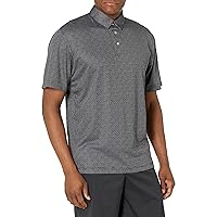 PGA TOUR Men's Space Dye Argyle Jacquard Short Sleeve Golf Polo Shirt, Caviar, Small
