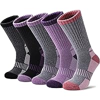 Merino Wool Hiking Socks for Womens Thermal Warm Winter Boot Crew Cushion Cozy Thick Work Gift Socks 5 Pairs