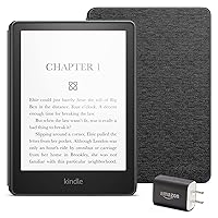 Kindle Paperwhite Essentials Bundle including Kindle Paperwhite (16 GB) - Agave Green - Without Lockscreen Ads, Fabric Cover - Black, and Power Adapter