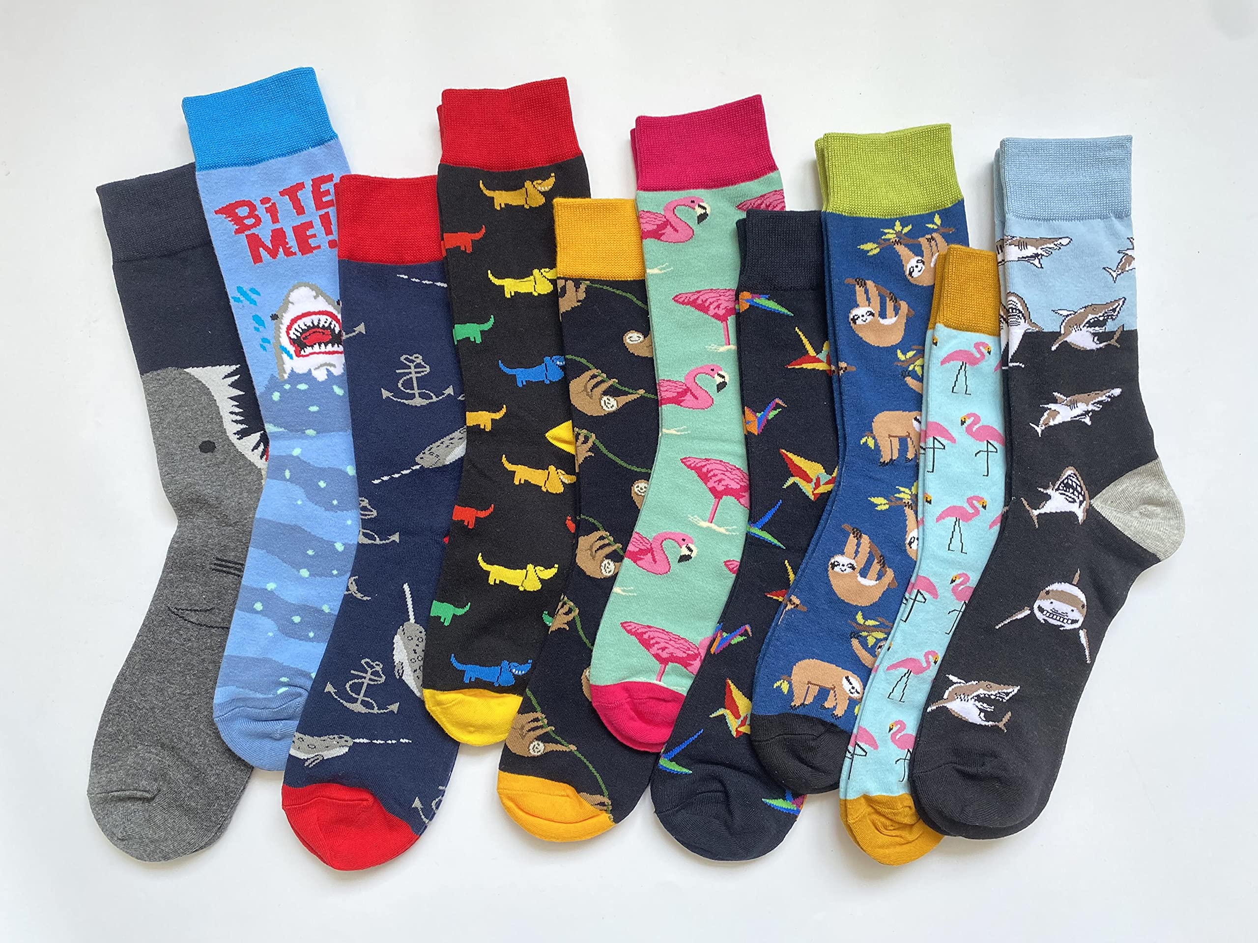 Men's Fun Set Dress Socks-Colorful Funny Novelty Cotton Funky Crew Socks Pack,Art Socks