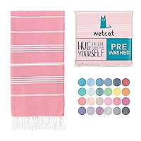 WETCAT Turkish Beach Towel Oversized 38x71 100% Cotton Sand Free Quick Dry Extra Large Light Travel Towel for Adults Beach Accessories Gifts - Pink