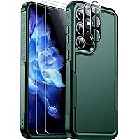 Red2Fire for Samsung Galaxy S24 Case, with 2Pcs [Tempered Glass Screen Protector+Camera Protector][Military Grade Shockproof] Heavy Duty Full Body Protection Phone Case for S24 Case,Dark Green
