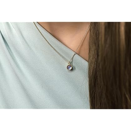 Moonstone Necklace Bezel Pendant - Dainty Gold Necklace for Women - Round Pendant Moonstone - June Birthstone Gift - Sister Ring - Perfect Girlfriend Gift