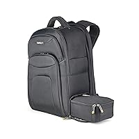 Unisex Backpack Ergonomic Computer Bag with Removable Accessory Case-Laptop/Tablet Pockets-Nylon, Black, 17.3