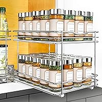 LYNK PROFESSIONAL® Pull Out Spice Rack Organizer for Cabinet - 8-1/4 inch Wide - Slide Out Rack - Sliding Spice Organizer Shelf - 2 Tier, Chrome
