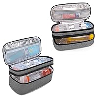 CURMIO Double Layer EpiPen Carrying Case for Adults and Kids, Insulated Medicine Supplies Bag for Large Spacers, Asthma Inhaler, Auvi-Q, Syringes, Nasal Spray