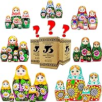 AEVVV Russian Nesting Dolls Lot of Random 3 Sets by 5 pcs - Collectible Matryoshka Dolls - Hand Painted Folk Art Dolls - Wooden Russian Dolls