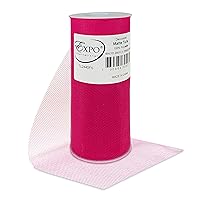 Expo International Decorative Matte Tulle, Roll/Spool of 6 Inches X 25 Yards, Polyester-Made Tulle Fabric, Matte Finish, Lightweight, Versatile, Washable, Easy-to-Use, Fuchsia
