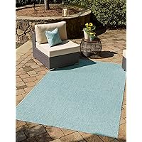 Unique Loom Collection Casual Transitional Solid Heathered Indoor/Outdoor Flatweave Area Rug (5' 3