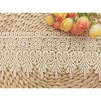 9CM Width Europe Chips Pattern Inelastic Embroidery Lace Trim,Curtain Tablecloth Slipcover Bridal DIY Clothing/Accessories.(2 Yards in one Package) (Ivory)