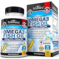 Fish Oil Omega 3 EPA & DHA 2250 mg - Burpless Lemon Flavor Triple Strength Supplement with Fatty Acids from Wild Icelandic Fish - Supports Joint, Eyes, Brain & Skin Health - Non GMO - 90 Softgels