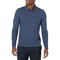 BOSS Men's Garment Dyed Long Sleeve Polo Shirt with Logo Patch