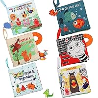 Soft Cloth Crinkle Baby Books Toys Touch and Feel Books for Babies,Infants,Toddlers, 0-6 Months Toys 6 to 12 Months 1-2 Years Old Boy Girl Shower Gifts Teether Toy Sensory Soft Toys Animal (6 PCS)