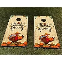 Gobble Up Thanksgiving Fun - Turkey & Pumpkin Cornhole Wraps, Thanksgiving Cornhole, Harvest Celebration Design - Ideal for Turkey Day - CA490