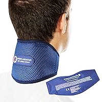 Sports Laboratory Ice Pack for Neck Relief - Neck Support Brace with Hot & Cold Therapy Pack | Adjustable Cervical Collar | Free Neck Pain Guide (Regular (11-17 inch)
