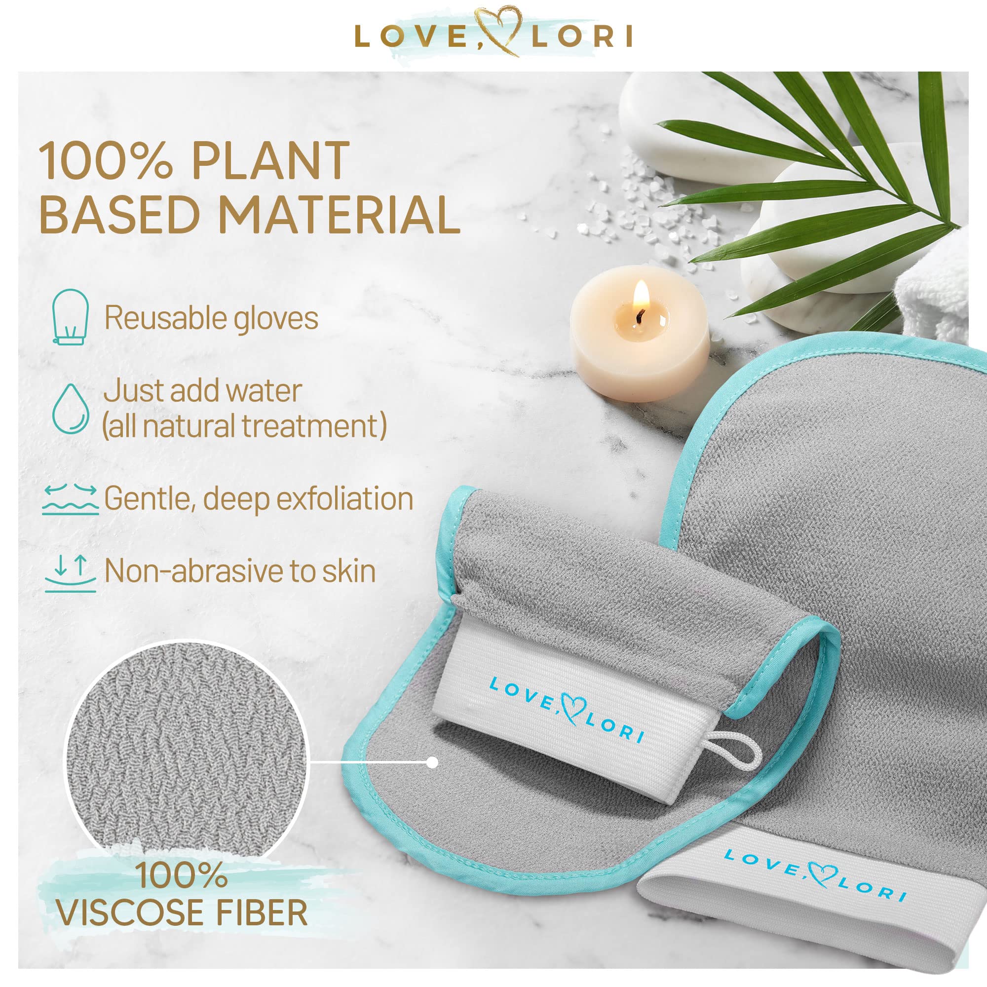 Premium Exfoliating Glove (2 Pack) – Deep Exfoliating Body Scrubber - Dead Skin Remover for Body Skincare, Exfoliating Mitt Set – Stocking Stuffers for Women, Self Care Gifts Set for Women