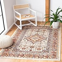SAFAVIEH Bijar Collection 4' x 6' Ivory / Rust BIJ652A Traditional Oriental Distressed Non-Shedding Living Room Bedroom Accent Rug
