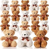 18 Pcs 8 Inch Bear Stuffed Animal Plush Bears Toys Bulk Soft Bear Doll for Valentine's Day Birthday Wedding Decorations Baby Shower Party Favors Gifts(White, Light Brown, Dark Brown)