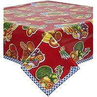 Mixed Fruit Red Oilcloth Tablecloth You Pick The Size 48x48