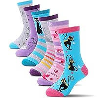 ANTSANG Children Cotton Crew Socks for Girl Kids Toddler Fashion Cute Cartoon Animal Socks 6 Pack