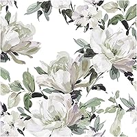 Blooming Wall DPYB26 Fresh Oil Painting White Magnolia Peel and Stick Wallpaper Self-Adhesive Prepasted Wallpaper Wall Mural Wall Decor