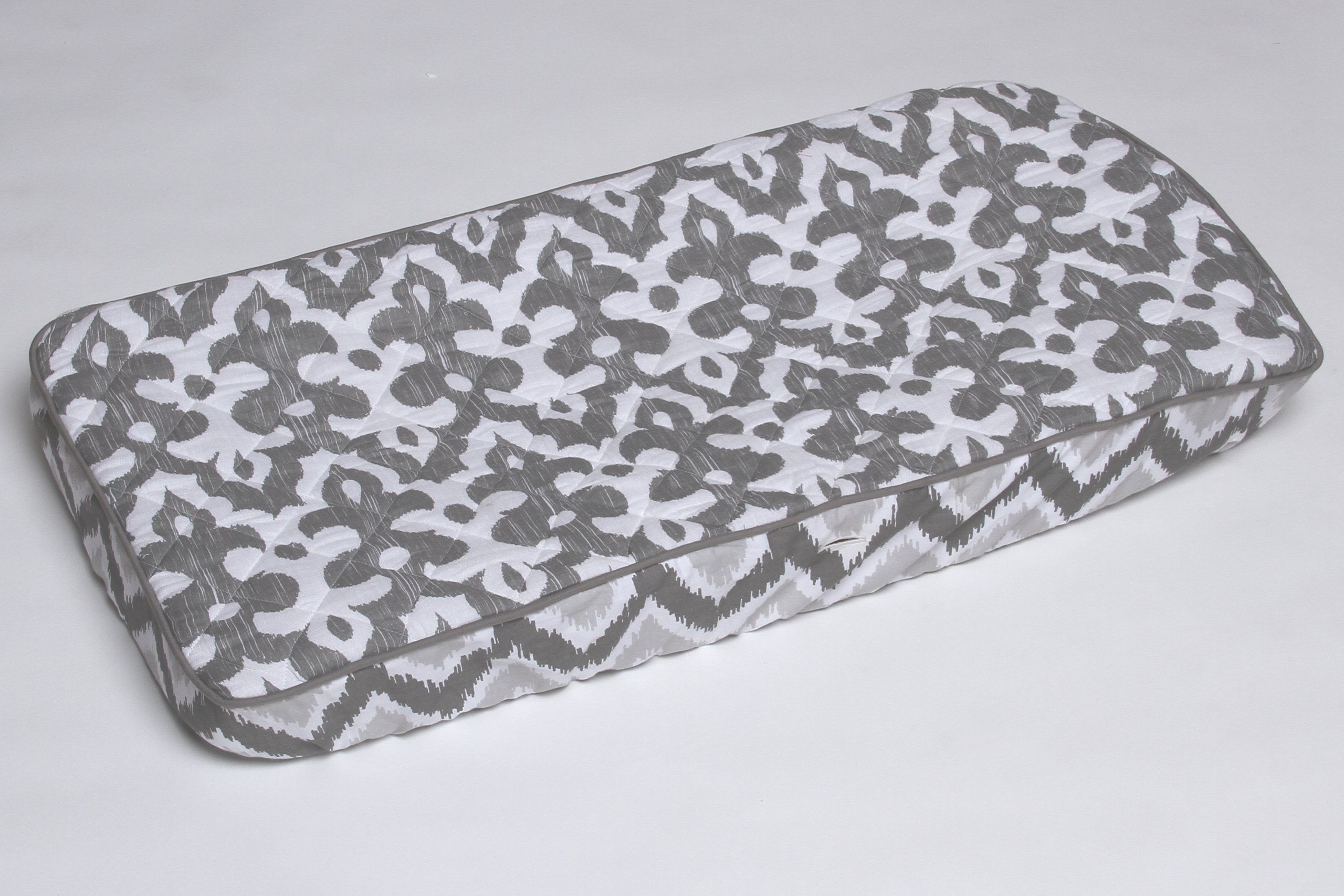 Bacati Ikat Zigzag Grey Muslin Quilted Changing Pad Cover