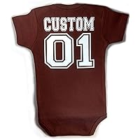 Baby Football with CUSTOM Personalized Back Lettering Bodysuit Outfit Brown Unisex