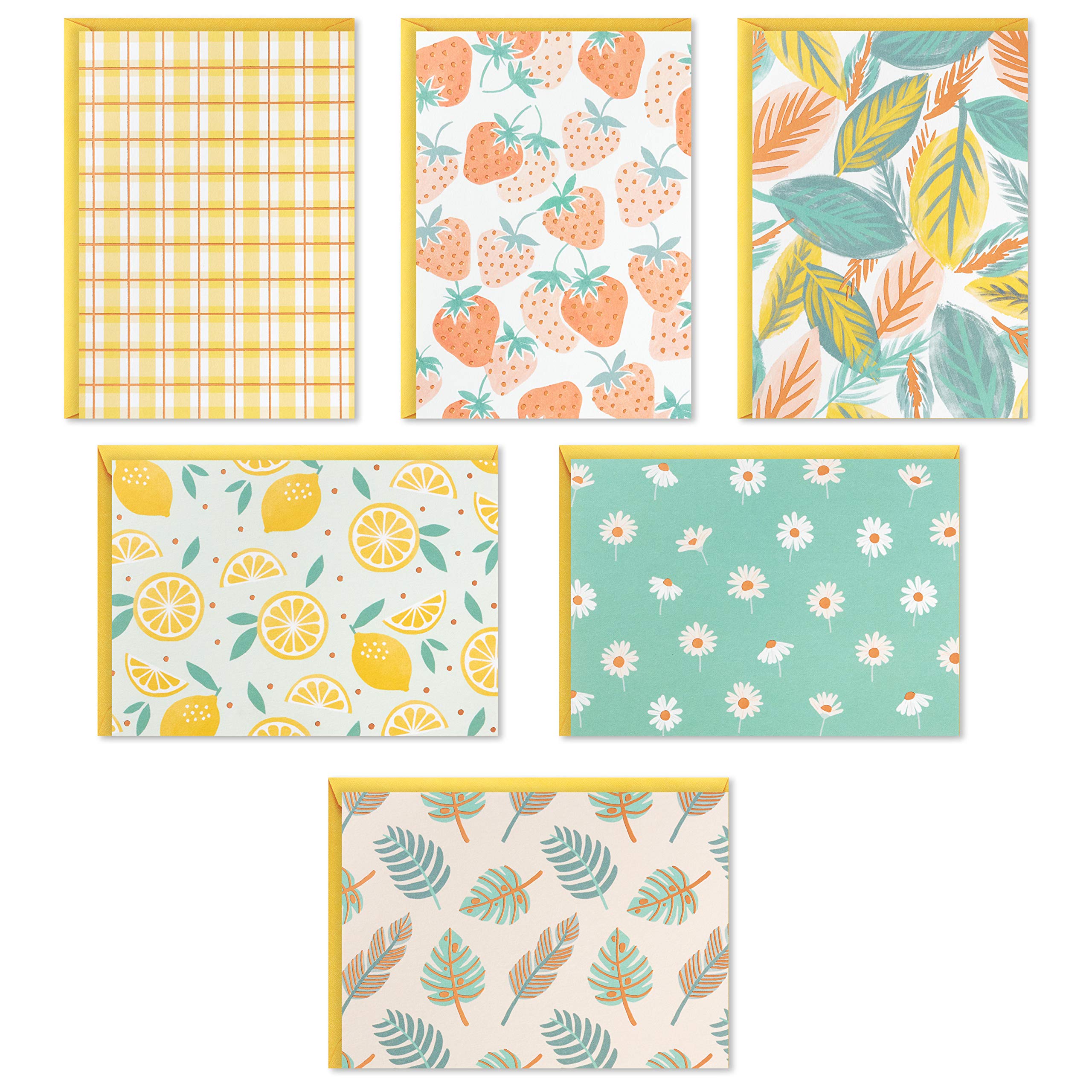 Hallmark Blank Cards Assortment, 24 Cards with Envelopes (Citrus, Greenery, Gingham, Strawberries) & Peanuts Blank Cards Assortment, 70th Anniversary (40 Note Cards with Envelopes)