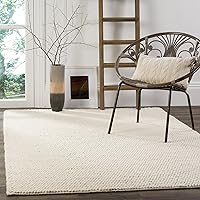 SAFAVIEH Natura Collection Area Rug - 5' x 8', Ivory, Handmade Wool, Ideal for High Traffic Areas in Living Room, Bedroom (NAT620A)