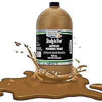 Pouring Masters 24 Karat Gold Metallic Acrylic Ready to Pour Pouring Paint – Premium 64-Ounce Pre-Mixed Water-Based - for Canvas, Wood, Paper, Crafts, Tile, Rocks and More