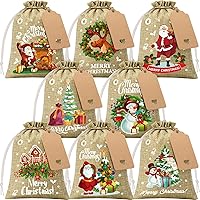 24Pcs Christmas Burlap Gift Bags with Drawstring, 5x7in Christmas Linen Treat Bags with Tag Goody Gift Bags Small Jute Xmas Candy Bags Reusable Gift Wrapping Bags Xmas Holiday Party Favors Linen Sacks