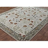 Old Hand Made Floral Bleige Tulips Traditional Style Oriental Woolen Area Rugs (5'x8')