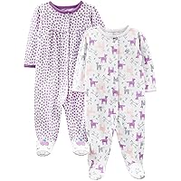 Baby Girls' 2-Pack Cotton Snap Footed Sleep and Play