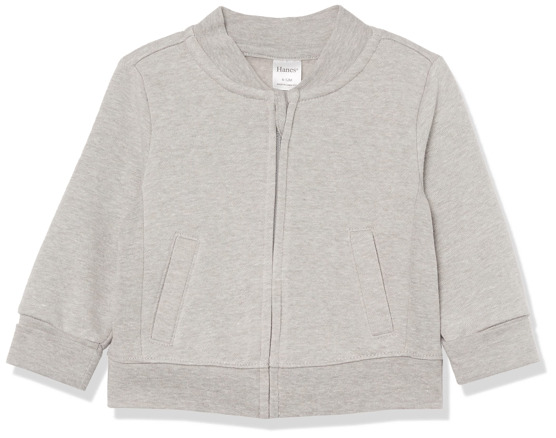 Hanes Baby Full Zip Sweatshirt, Ultimate Zippin Fleece Jacket for Boys & Girls, Medium Heather Grey, 18-24 Months