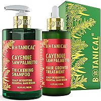 Botanical Hair Growth Lab - Scalp Treatment and Shampoo Gift Set - Cayenne Saw Palmetto - Essential Hair Recovery - Extra Strength - For Hair Loss and Hair Thinning Prevention