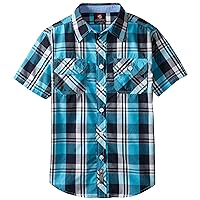 Southpole - Kids Big Boys' Plaid-Woven Short-Sleeve Shirt With Dual Pockets