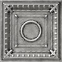A La Maison Ceilings R47 Romanesque Foam Glue-up Ceiling Tile (128 sq. ft./Case), Pack of 48, Antique Silver